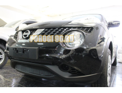 Защита радиатора Nissan Juke 2014- black верх PREMIUM