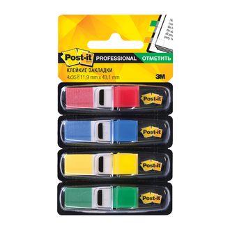 Закладки клейкие POST-IT Professional, пластиковые, 12 мм, 4 цв. х 35 шт., 70071353570