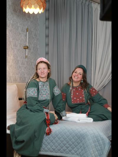 Платье славянское из крапивы "Женское счастье" цвет Тайга