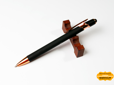 Металл. ручка-стилус с гравировкой серебро (черный)