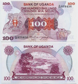 Уганда 100 шиллингов 1982 г.