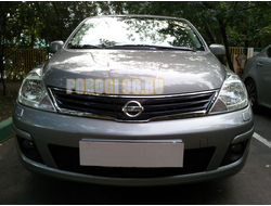 Защита радиатора Nissan Tiida hb рестайлинг 2010-2014 black