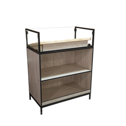 (ЮНИ0800) Витрина "UNIVERSAL" с деревянной полкой и стеклом