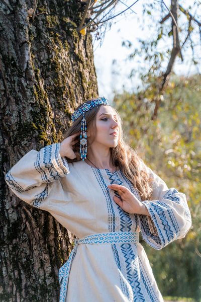 Платье "Белый Рассвет" ручное ткачество