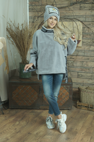 Меховая куртка цвет серо-голубой модель 104