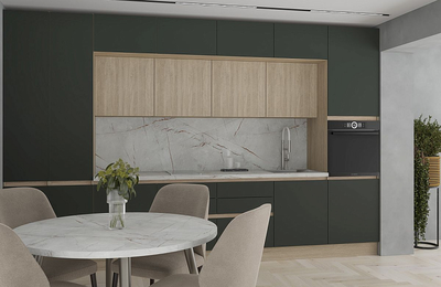 Кухня ЖЕНЕВА Дуб Палермо/Зеленый матовый