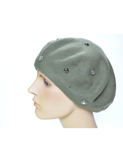 Зеленый фетровый берет Vizio Италия 3633 хаки фото