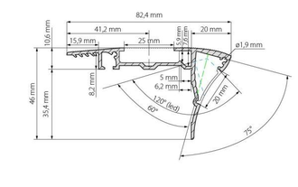 Профиль с экраном ALU-STAIR-DK-2000 ANOD+FROST