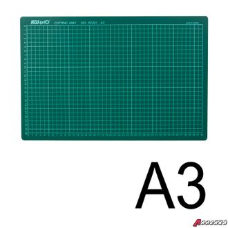 Коврик-подкладка настольный для резки А3 (450×300 мм), сантиметровая шкала, зеленый, 3 мм, KW-trio. 235513