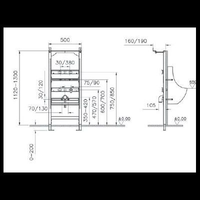 VitrA Рама металлическая самонесущая для писсуаров, 880-3800