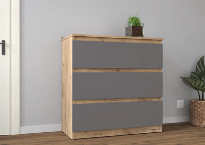 Комод Сити К-1, серый графит, крафт золотой