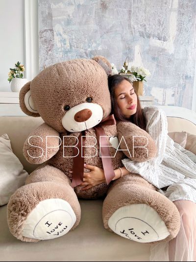 Большой плюшевый медведь 150 см кофейный Михель