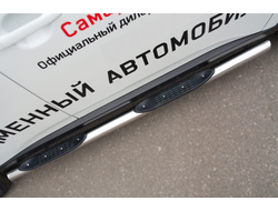 Пороги труба d76 с накладками (вариант 3)(1500-1800мм) MITSUBISHI OUTLANDER 2014-2015