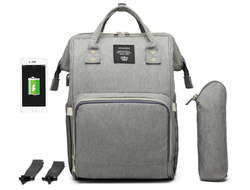 СУМКА-РЮКЗАК ДЛЯ МАМЫ LEQUEEN С USB (серый)