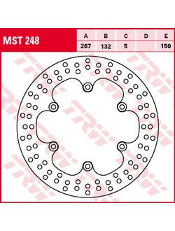 Тормозной диск передний/задний TRW MST248 для мотоциклов Yamaha XJ 600/900, XJR 1200/1300, XP 500, FZ/FZX 750, FZR/FZS 1000, MT-01 1700, RD 350/500