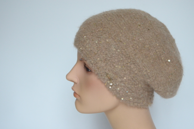 Коричневый женский берет вязаный Vizio Италия 6943