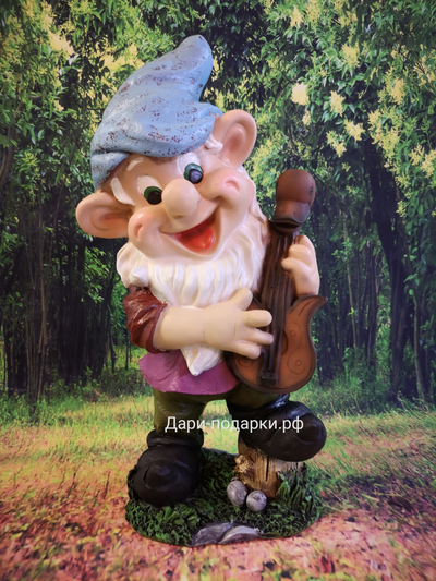 Гном с гитарой 43*22см   1,8кг   полистоун Россия 2390/091036-3*