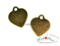 ПОДВЕСКА В ТИБЕТСКОМ СТИЛЕ "СЕРДЦЕ" - 15*14мм - АНТИЧНАЯ БРОНЗА