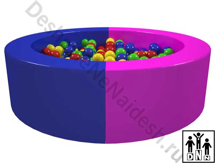 Сухой бассейн с шариками круглый сиреневый-розовый