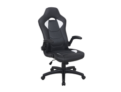 Кресло компьютерное BRABIX "Skill GM-005", откидные подлокотники, экокожа, черное/белое