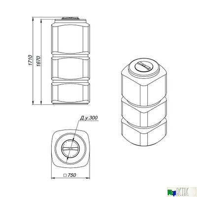 Емкость Экопром L 750 л синяя