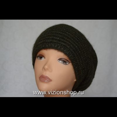 Вязаный берет в полоску женский Vizio Италия 6478 зеленый
