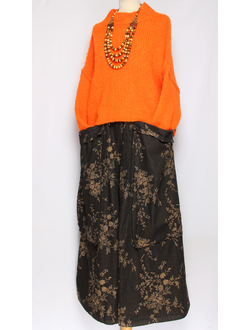 ДЖЕМПЕР КОРОТКИЙ "КИМОНО ШОВ СТОЙКА" широкий рукав оранжевый до р.52