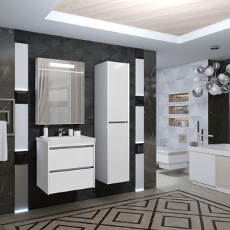 КОМПЛЕКТ МЕБЕЛИ ФРЕШ 60 БЕЛЫЙ (ФАСАДЫ СТЕКЛО)