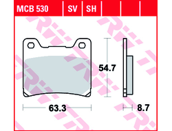 Тормозные колодки передние/задние TRW MCB530 для Yamaha FZR 400/600/750/1000, RD 250/350/500, FZ 600/750, YZF 600/750/1000, XJ 600/900, XJR 400/1200/1300, V-max 1200, XV 750/1000/1100, FJ 1100/1200