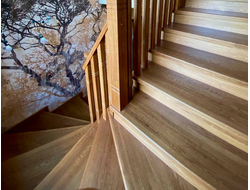 Отделка бетонной лестницы дубом