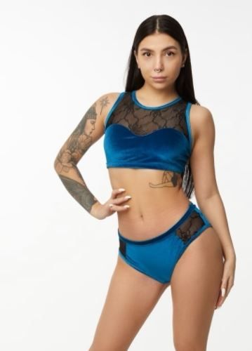 Комплект синий с кружевом