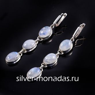 Серьги из серебра 925 пробы с натуральными беломоритами