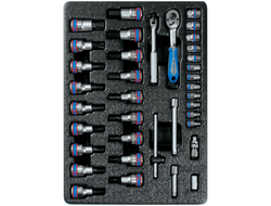 Набор торцевых головок 1/4" с принадлежностями, торцевые насадки Hex и Torx, ложемент, 37 предметов KING TONY 9-7537MR