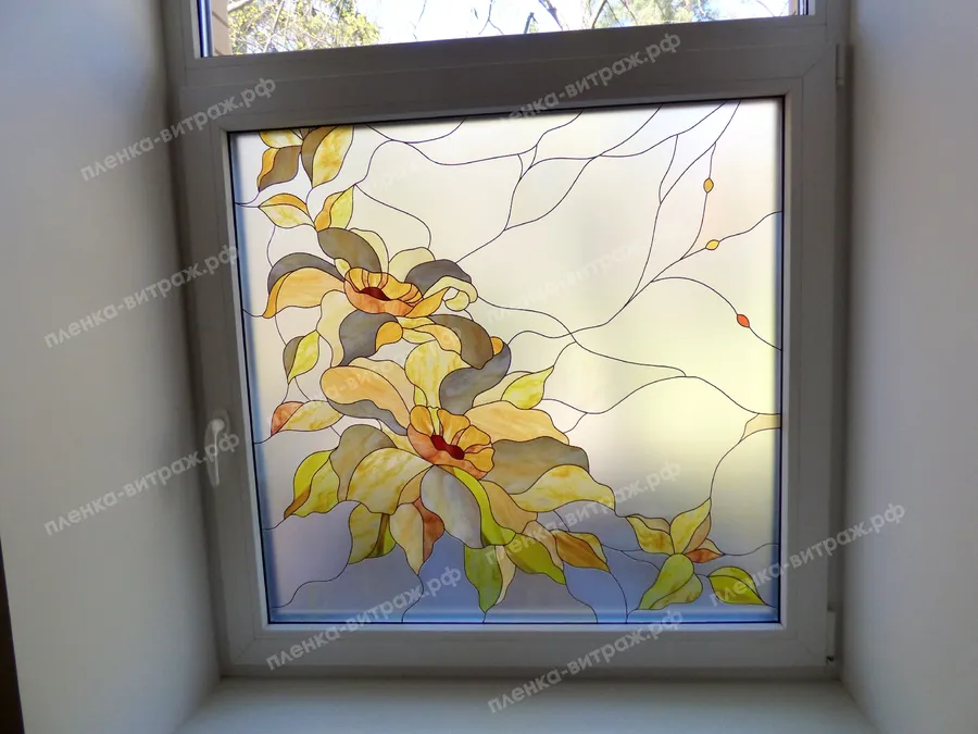 витражная пленка декор цветы-4