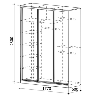 ШКАФ-КУПЕ "БАССО 2-600" (Мебельсон) ш=1770 мм, г=604 мм, в=2305 мм