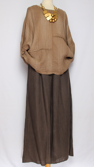 Блуза свободная "Полоски люрекс" черная, бежевая до р.54