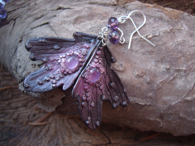 Волшебные серьги с аметистом "Крылышки Причудливой Феи"