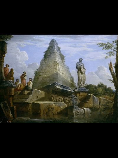 Картина обогреватель, репродукция Джованние Панини Руины с пирамидой Гая Цестия