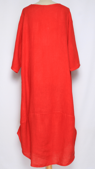 ПЛАТЬЕ БОХО ЛЬНЯНОЕ "ТЮЛЬПАН РАЗРЕЗЫ" красное, оранжевое, розовое, терракотовое, св.коричневое, электрик до р.54