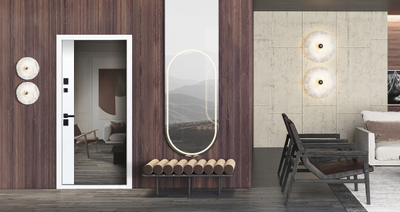 Стальная дверь   Silver с зеркалом. Заказная модель.