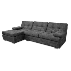 Угловой диван с оттоманкой НПБ с кантом серый