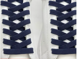 Шнурки темно-синие для обуви плоские эластичные с фиксаторами