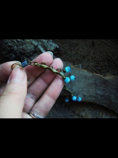 Бохо-серьги с кошачьим глазом "Небесные ручейки"