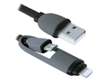 Кабель для зарядки PLUS-II Micro USB +Lightning USB, AUTOSTANDART