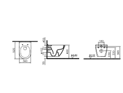 Комплект подвесного безободкового унитаза Vitra S50 Rim-Ex с сиденьем с микролифтом, инсталляцией и панелью управления, 9003B003-7201