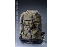 Винтажный рюкзак (серый) (для коллекционных фигур 30 см) масштаб 1 к 6 Gathering Trend Series Backpack Brownish green oil wax cloth (JC002) - YUANXINGSHI