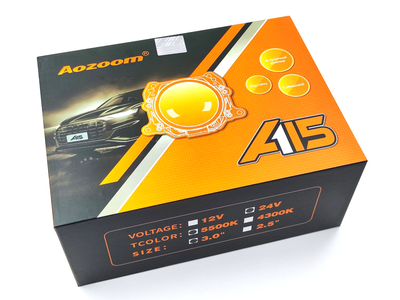 Билед модули Aozoom A15 24 вольта, 3.0 дюйма, 2 чипа, 5500K, 24V, 58W/65W, крепление 3R и съемное гаечное (комплект, 2шт)