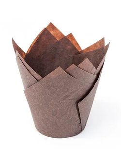 Форма бумажная "тюльпан" для капкейков/кексов (коричневая, 200шт.), 50*80мм