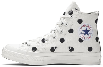Кеды Converse Play Comme Des Garcons высокие белые в горошек