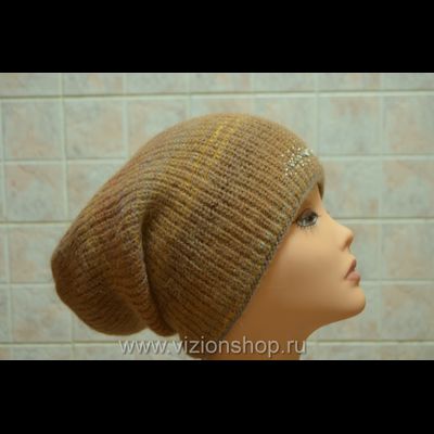 Двусторонняя шапка носок женская  Vizio Италия 5872 светло - коричневая